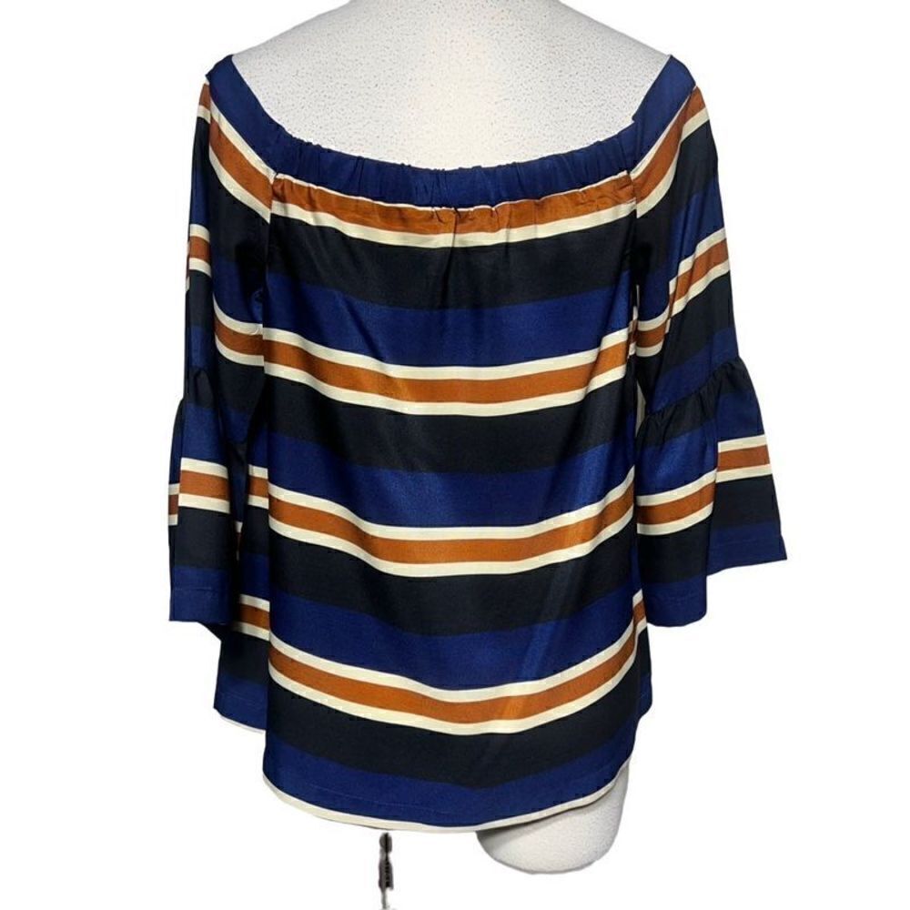 Sugar Lips Striped Off The Shoulder Blouse 3/4 Bell Sleeves Size Small